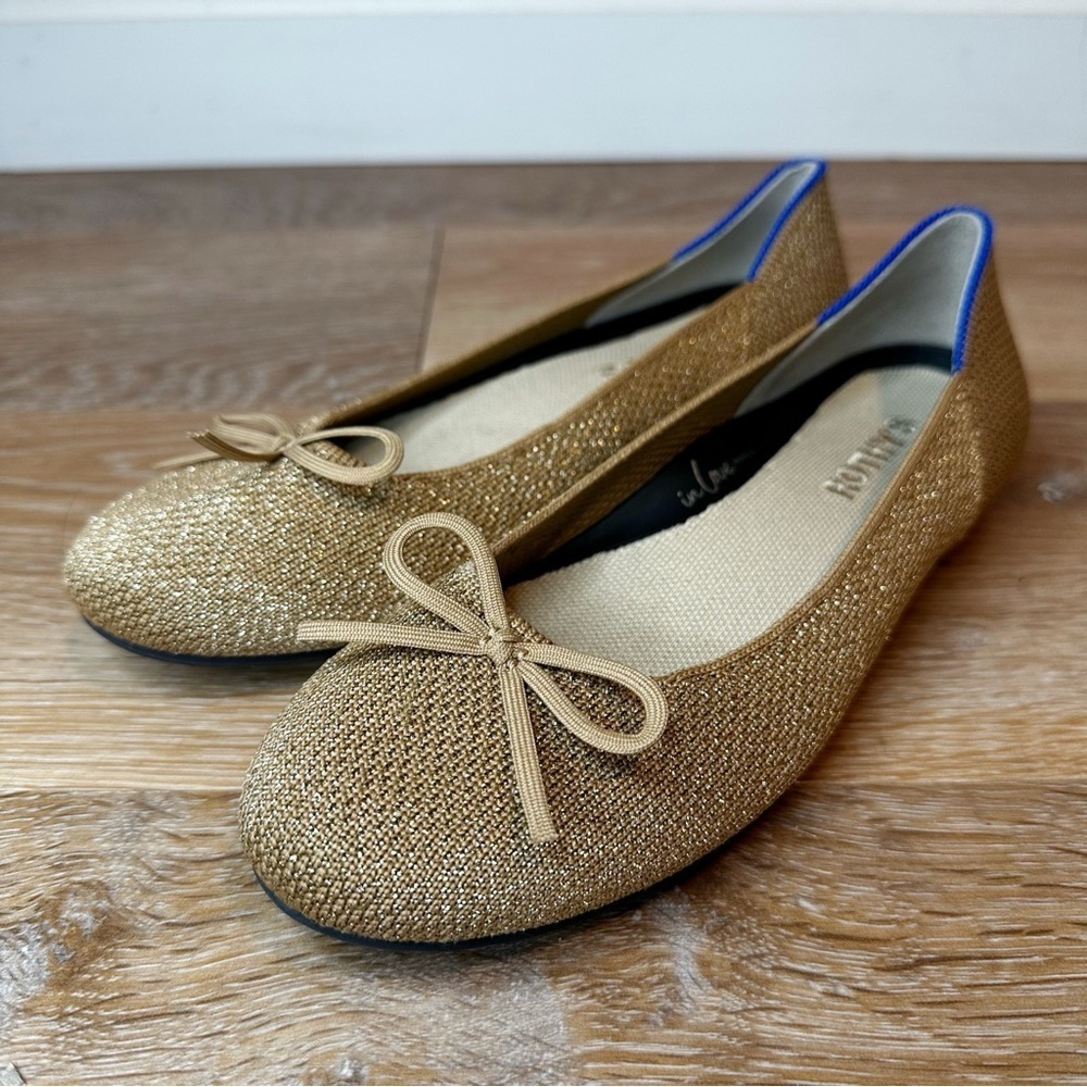 Rothy's Shimmer Goldstone Ballet Comfy Flats, Size 5